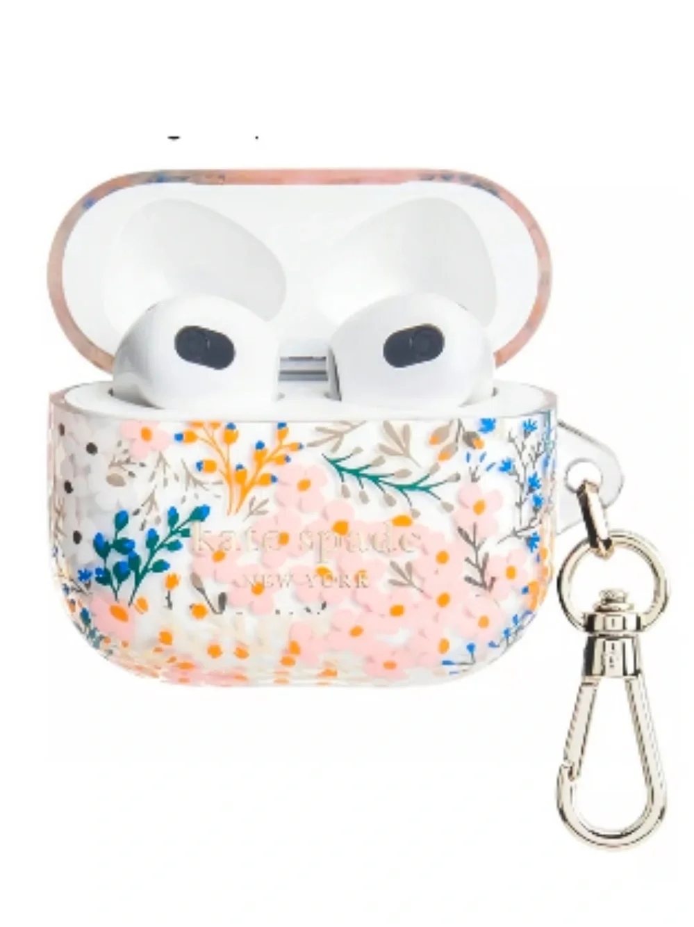 kate spade Clear Floral AirPods Pro Case with Silver Clip. 3rd Generation